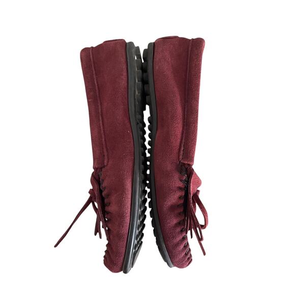 Minnetonka‎ Kilty Burgundy Moccasin Loafer Arizona Fabric Toe Size 8.5 - Picture 3 of 8